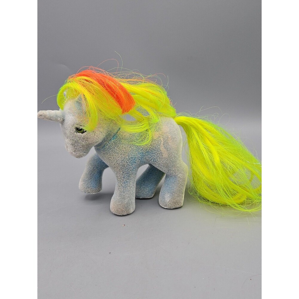 Vintage Hasbro G1 My Little Pony RIBBON So Soft Flocked Unicorn Blue MLP 80s HTF